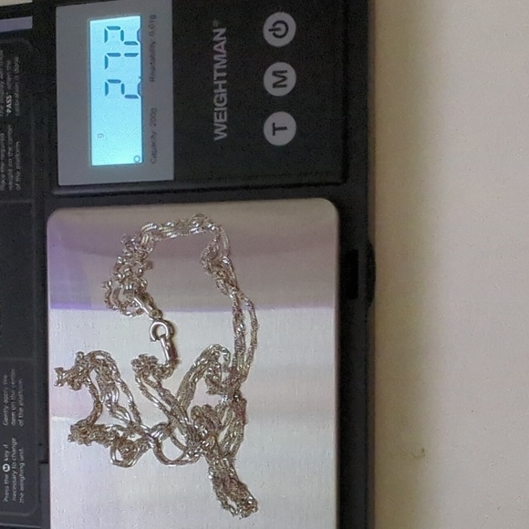 New 14kt Solid White Gold 3 Strand Triple Choker Singapore Necklace - Picture 12 of 12